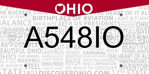 A548IO Ohio License Plate