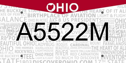 A5522M Ohio License Plate