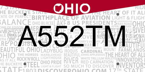 A552TM Ohio License Plate