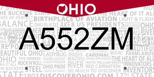 A552ZM Ohio License Plate