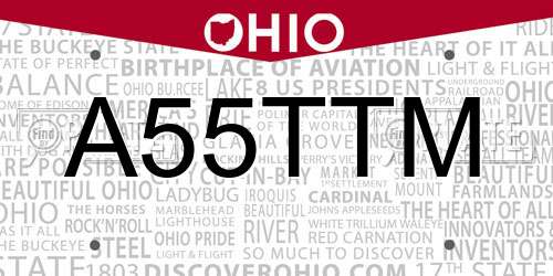 A55TTM Ohio License Plate