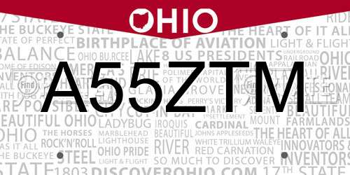 A55ZTM Ohio License Plate