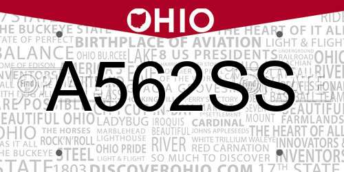 A562SS Ohio License Plate