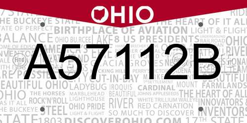A57112B Ohio License Plate
