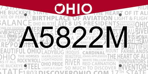 A5822M Ohio License Plate