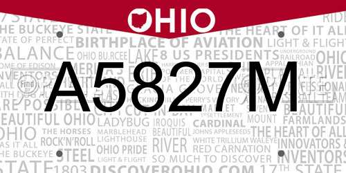 A5827M Ohio License Plate