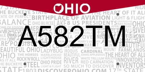 A582TM Ohio License Plate