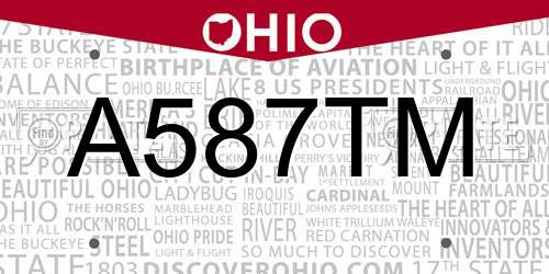 A587TM Ohio License Plate