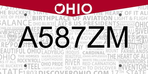 A587ZM Ohio License Plate