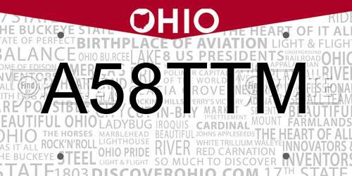 A58TTM Ohio License Plate