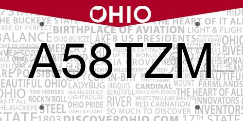 A58TZM Ohio License Plate