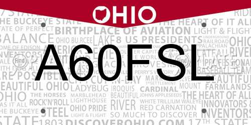 A60FSL Ohio License Plate