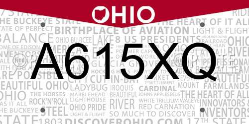 A615XQ Ohio License Plate