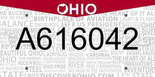 A616042 Ohio License Plate