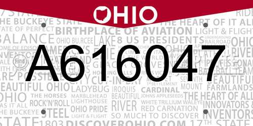 A616047 Ohio License Plate