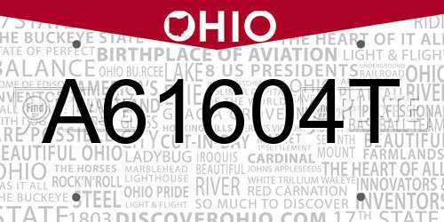 A61604T Ohio License Plate