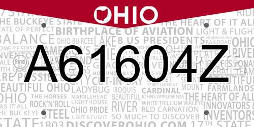A61604Z Ohio License Plate