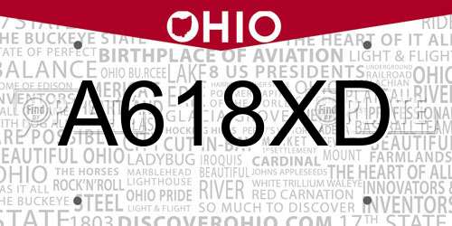 A618XD Ohio License Plate