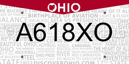 A618XO Ohio License Plate