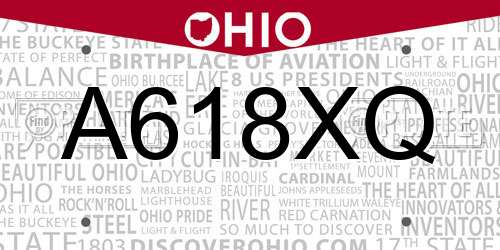 A618XQ Ohio License Plate