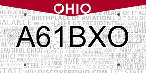 A61BXO Ohio License Plate