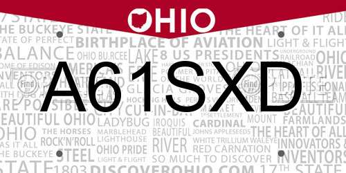 A61SXD Ohio License Plate