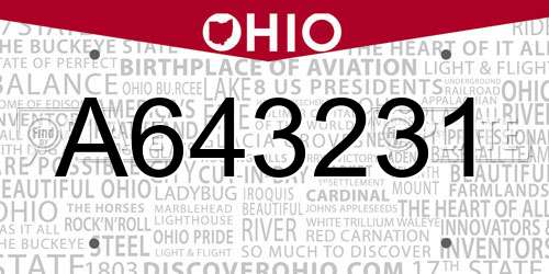 A643231 Ohio License Plate