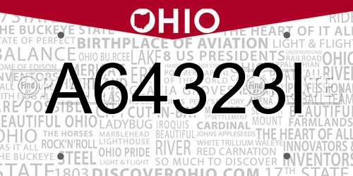 A64323I Ohio License Plate