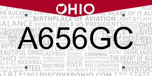 A656GC Ohio License Plate