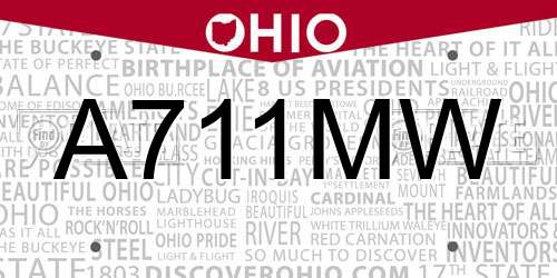A711MW Ohio License Plate