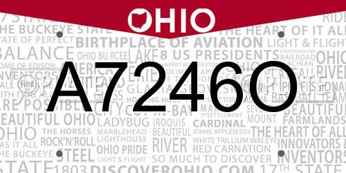 A7246O Ohio License Plate