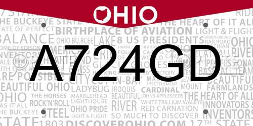 A724GD Ohio License Plate