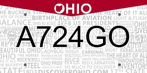 A724GO Ohio License Plate