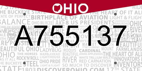A755137 Ohio License Plate