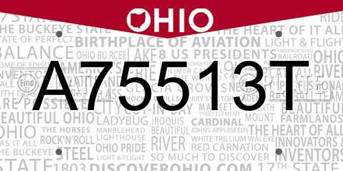 A75513T Ohio License Plate