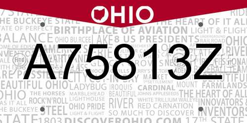 A75813Z Ohio License Plate