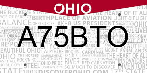 A75BTO Ohio License Plate
