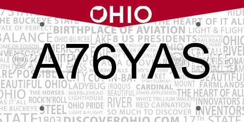 A76YAS Ohio License Plate