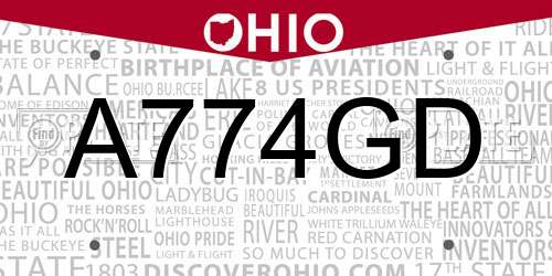 A774GD Ohio License Plate