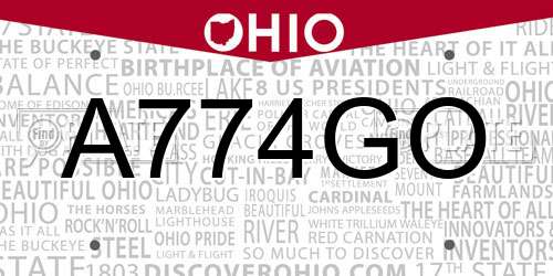 A774GO Ohio License Plate