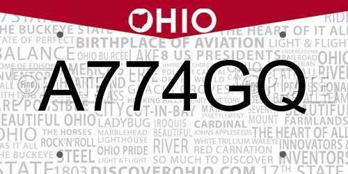 A774GQ Ohio License Plate