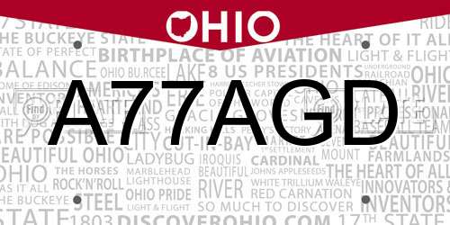 A77AGD Ohio License Plate