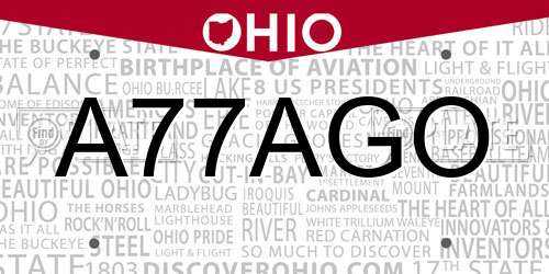 A77AGO Ohio License Plate
