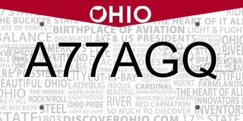 A77AGQ Ohio License Plate