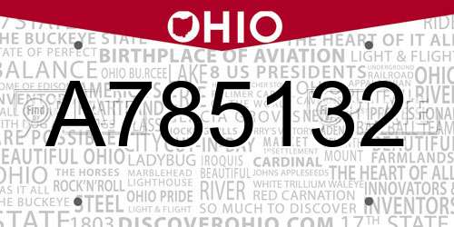 A785132 Ohio License Plate