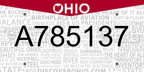 A785137 Ohio License Plate