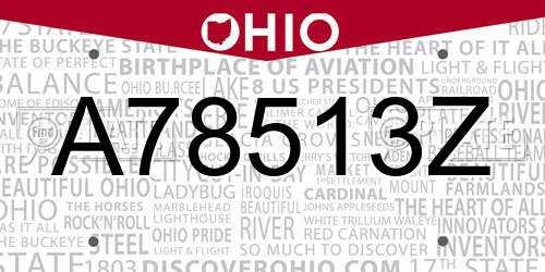 A78513Z Ohio License Plate