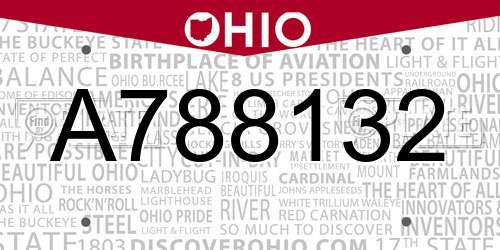 A788132 Ohio License Plate