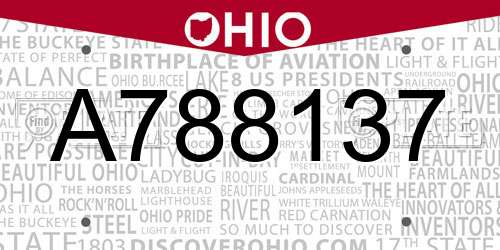A788137 Ohio License Plate