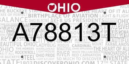 A78813T Ohio License Plate